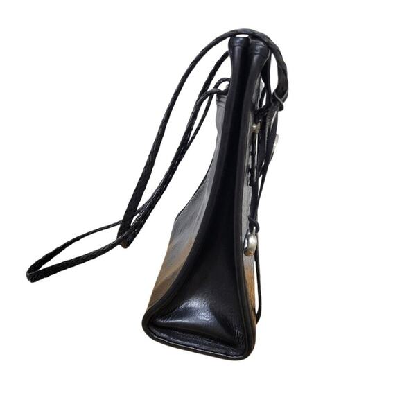 Vintage 1996 BRIGHTON DONNA Bag Tote Purse Black Croc Buckle‎ Heart Handbag - Picture 5 of 16